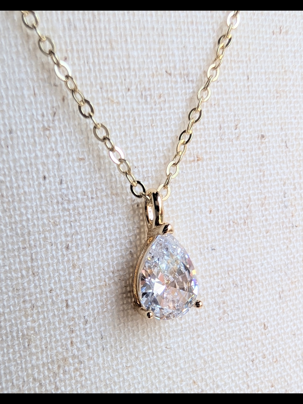 💎 1.75ct Moissanite Teardrop Necklace DEW 16" Gold Plated Chain 💎